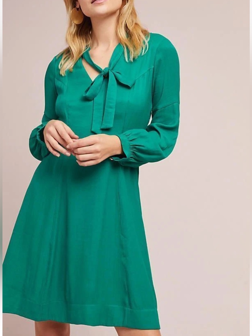 Anthropologie Gina Keyhole Dress by Moulinette Soeurs Emerald Green tunic sz 12